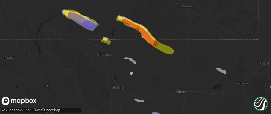 Hail map in Clearmont, WY on June 22, 2026