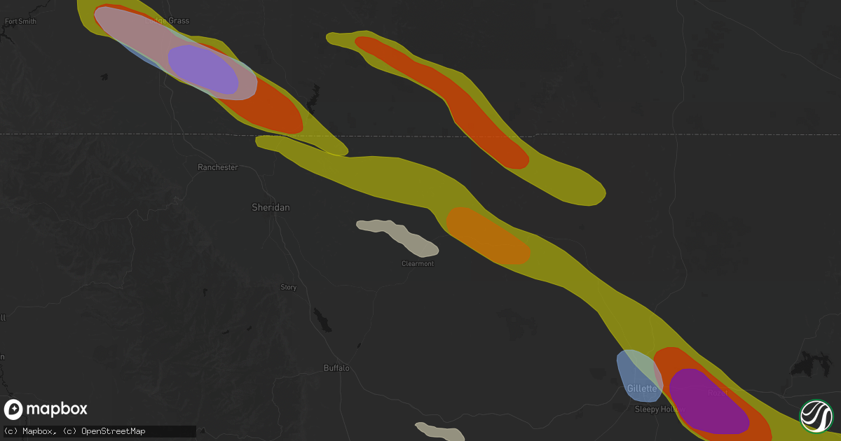 Hail map in Clearmont, WY on June 22, 2026