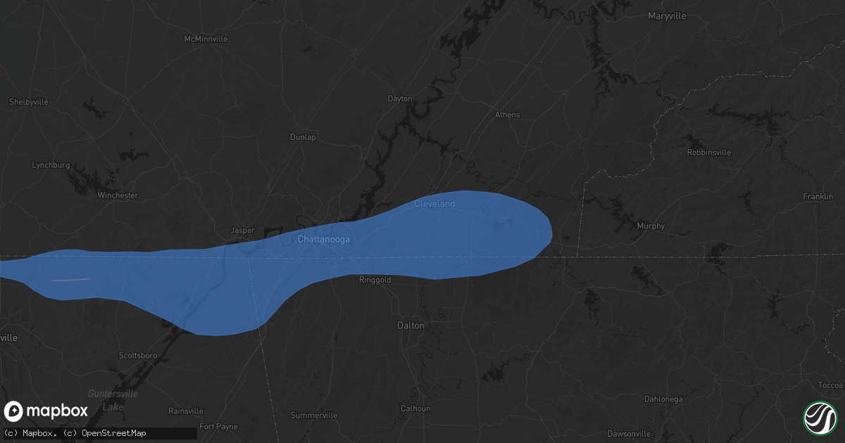 Hail map in Cleveland, TN on June 22, 2026