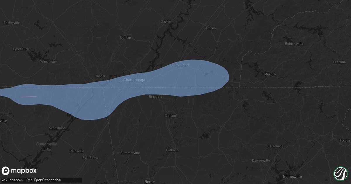 Hail map in Cohutta, GA on June 22, 2026