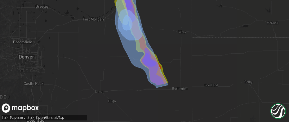 Hail map in Cope, CO on June 22, 2026