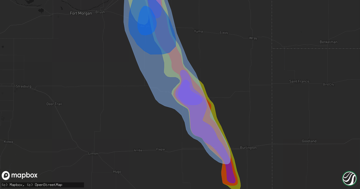 Hail map in Cope, CO on June 22, 2026