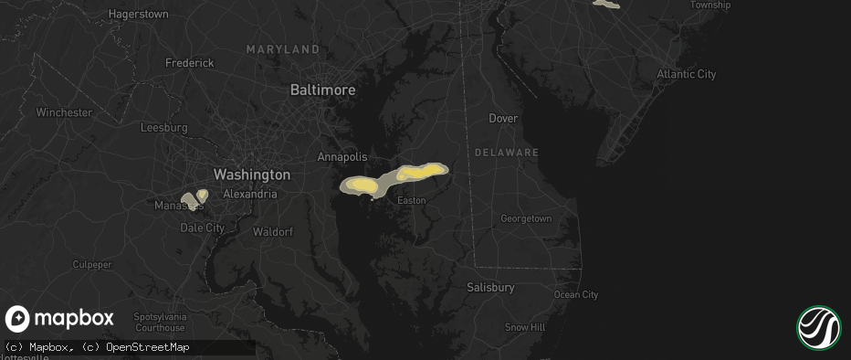 Hail map in Cordova, MD on June 22, 2026