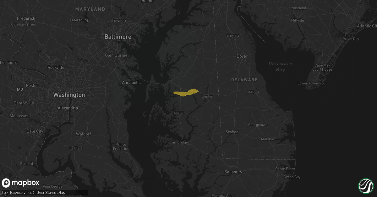 Hail map in Cordova, MD on June 22, 2026