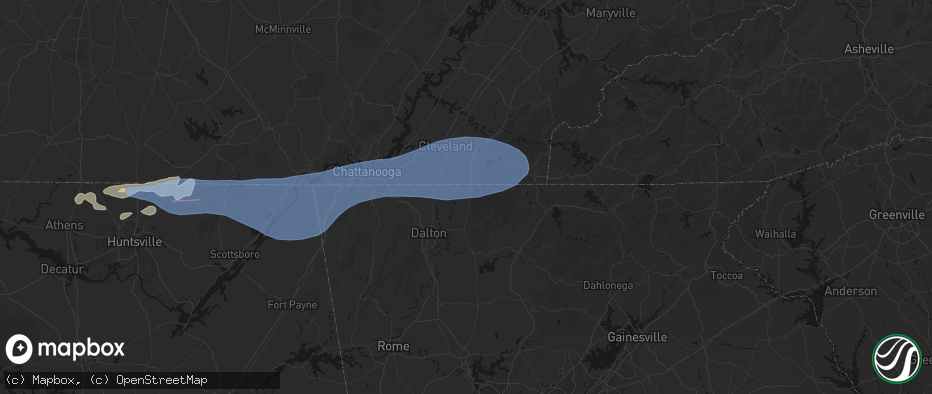 Hail map in Crandall, GA on June 22, 2026