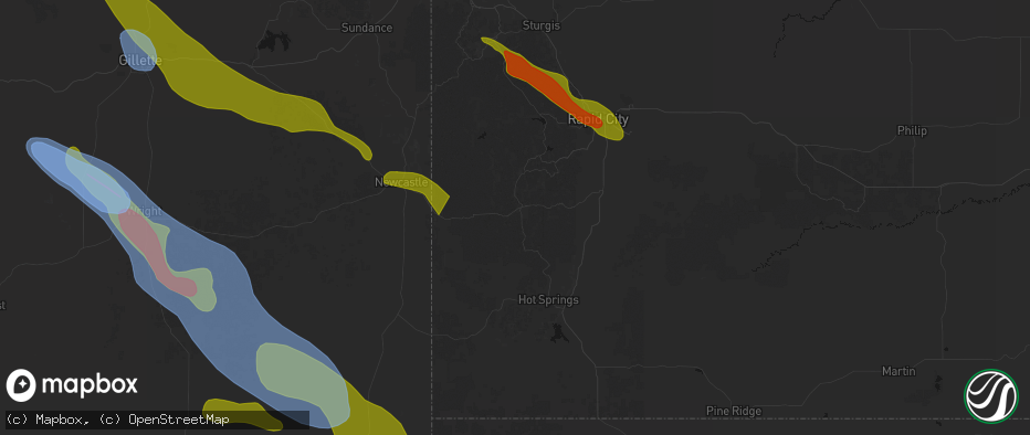 Hail map in Custer, SD on June 22, 2026