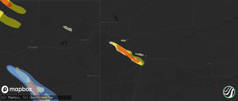Hail map in Deadwood, SD on June 22, 2026