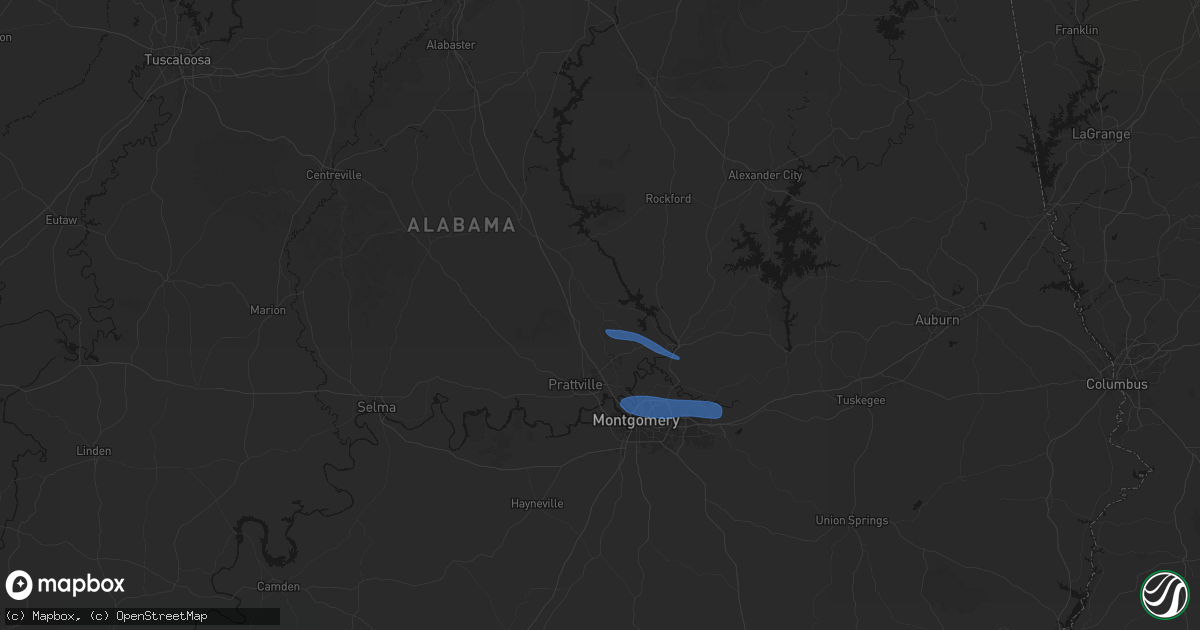 Hail map in Deatsville, AL on June 22, 2026