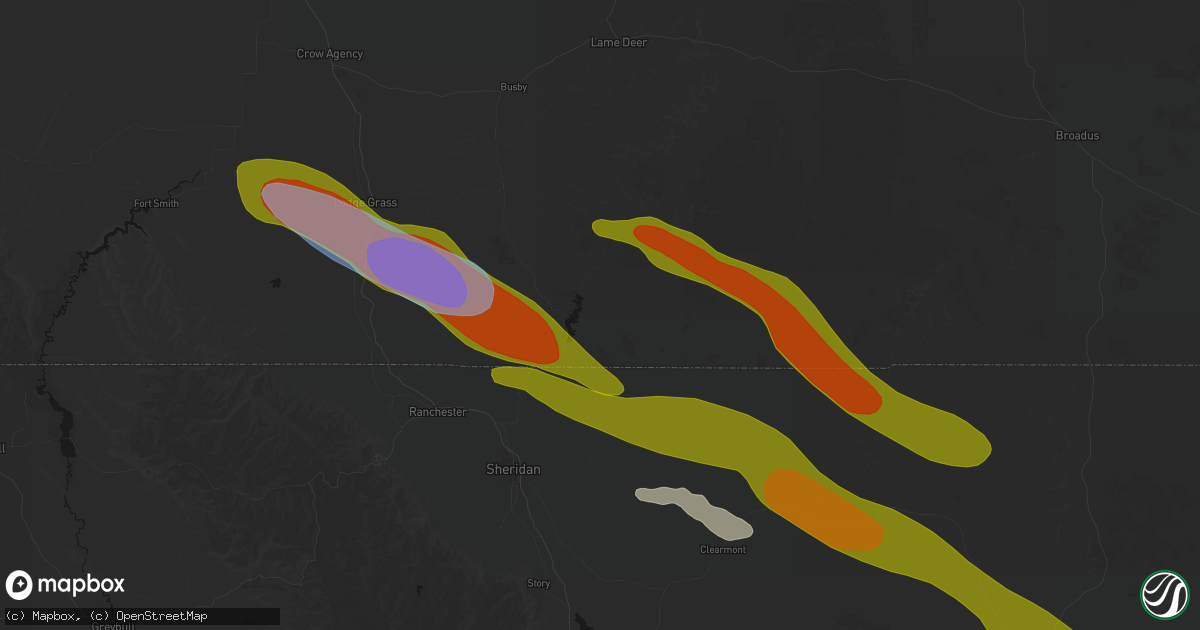 Hail map in Decker, MT on June 22, 2026