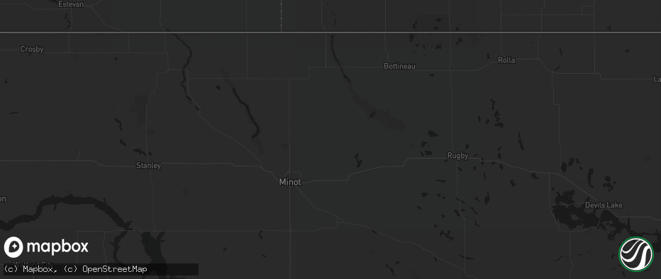 Hail map in Deering, ND on June 22, 2026