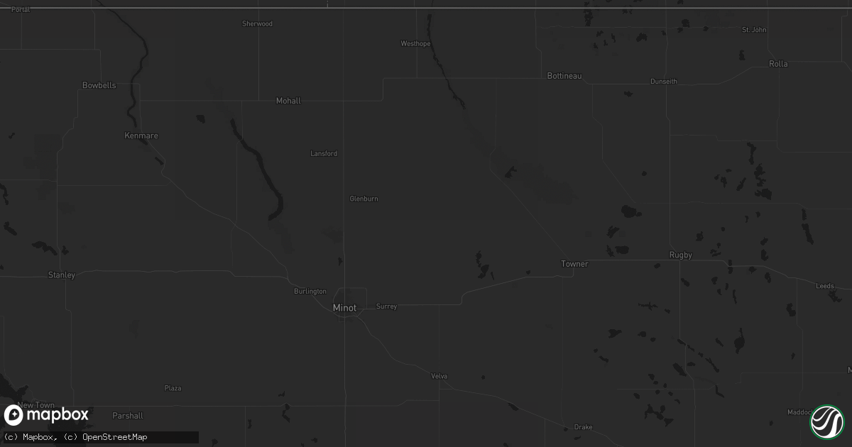 Hail map in Deering, ND on June 22, 2026