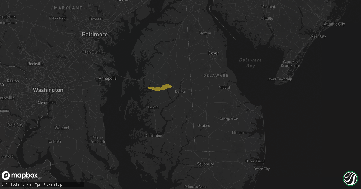 Hail map in Denton, MD on June 22, 2026