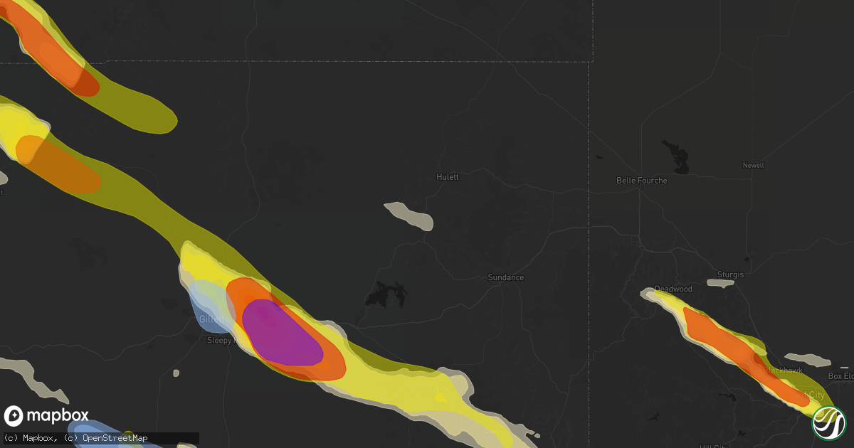Hail map in Devils Tower, WY on June 22, 2026
