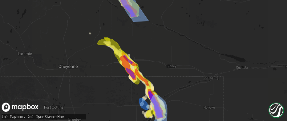 Hail map in Dix, NE on June 22, 2026