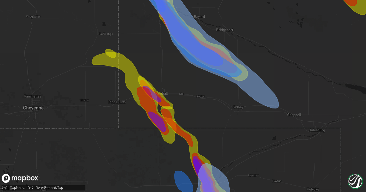 Hail map in Dix, NE on June 22, 2026