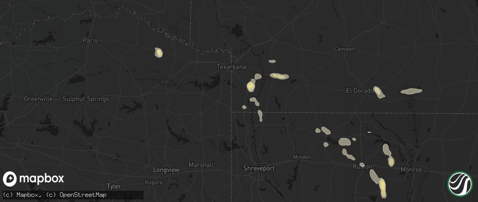 Hail map in Doddridge, AR on June 22, 2026