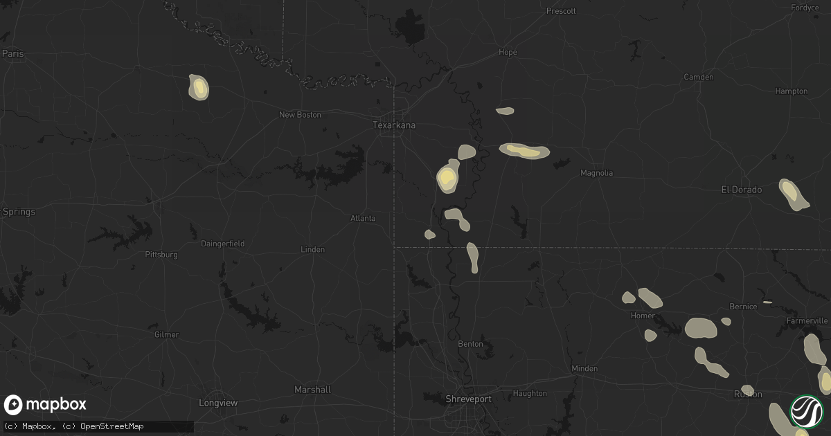 Hail map in Doddridge, AR on June 22, 2026