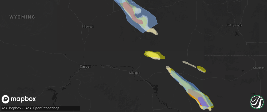 Hail map in Douglas, WY on June 22, 2026