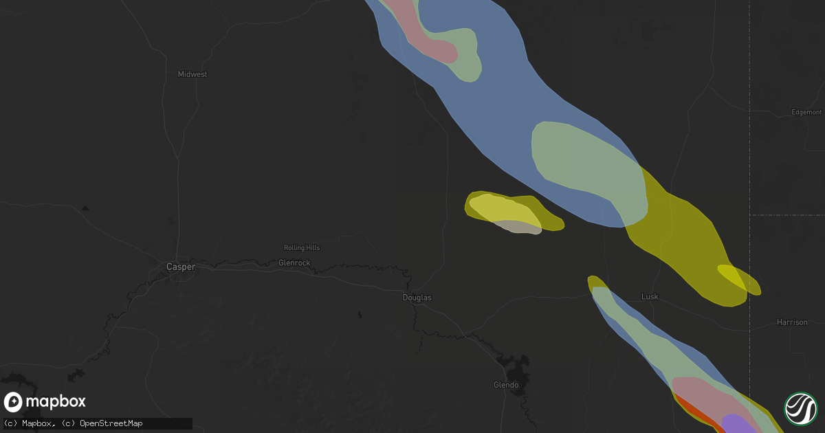 Hail map in Douglas, WY on June 22, 2026