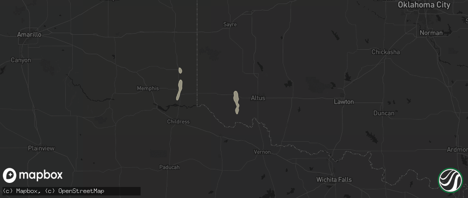 Hail map in Duke, OK on June 22, 2026