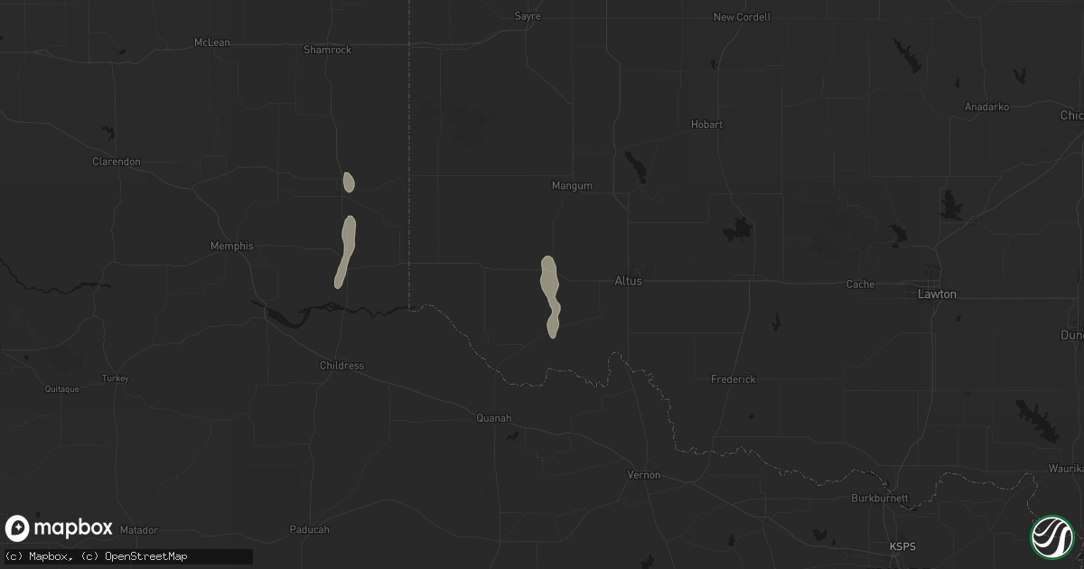 Hail map in Duke, OK on June 22, 2026