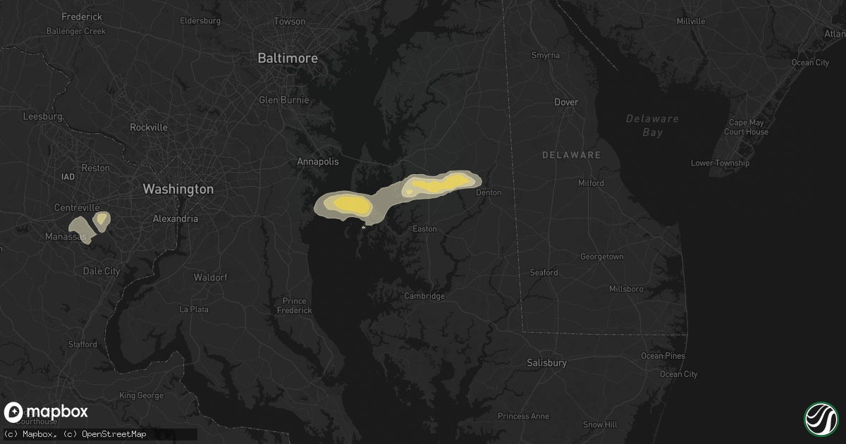 Hail map in Easton, MD on June 22, 2026