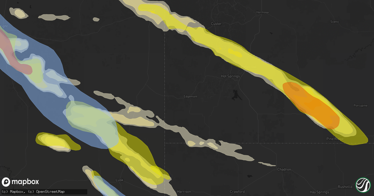 Hail map in Edgemont, SD on June 22, 2026