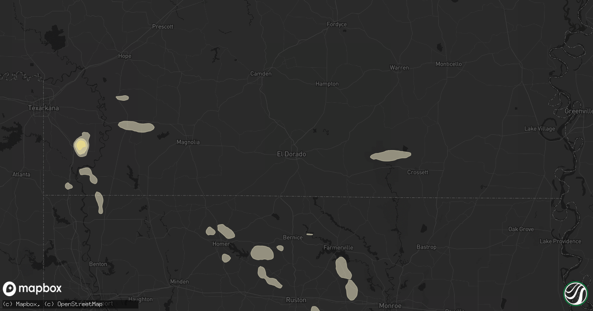 Hail map in El Dorado, AR on June 22, 2026