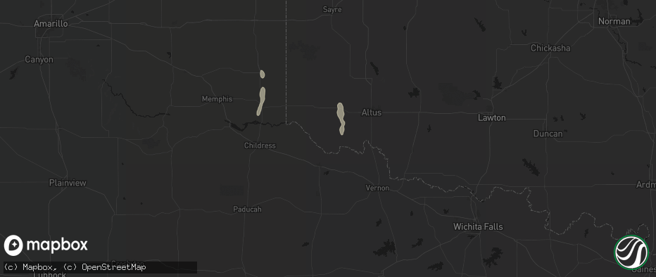 Hail map in Eldorado, OK on June 22, 2026