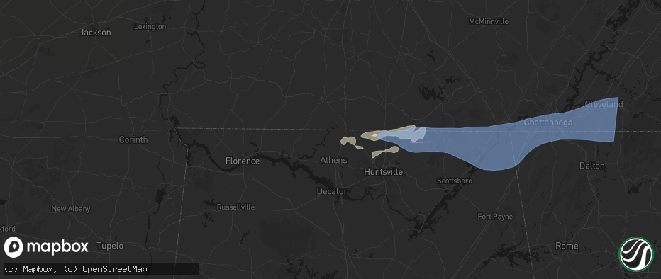 Hail map in Elkmont, AL on June 22, 2026