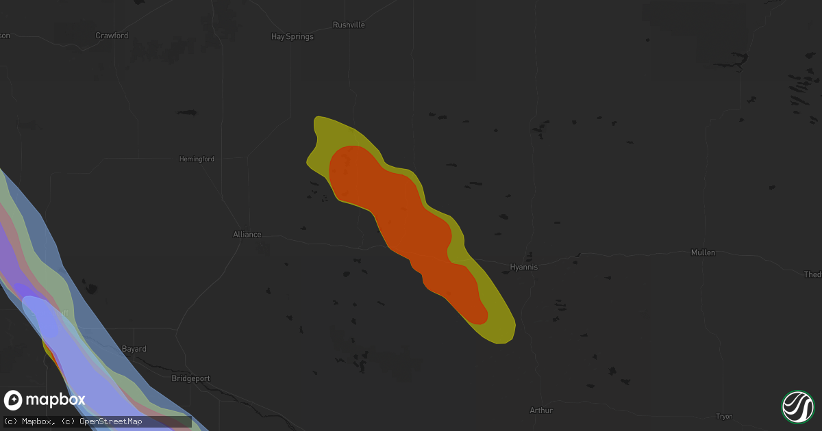 Hail map in Ellsworth, NE on June 22, 2026