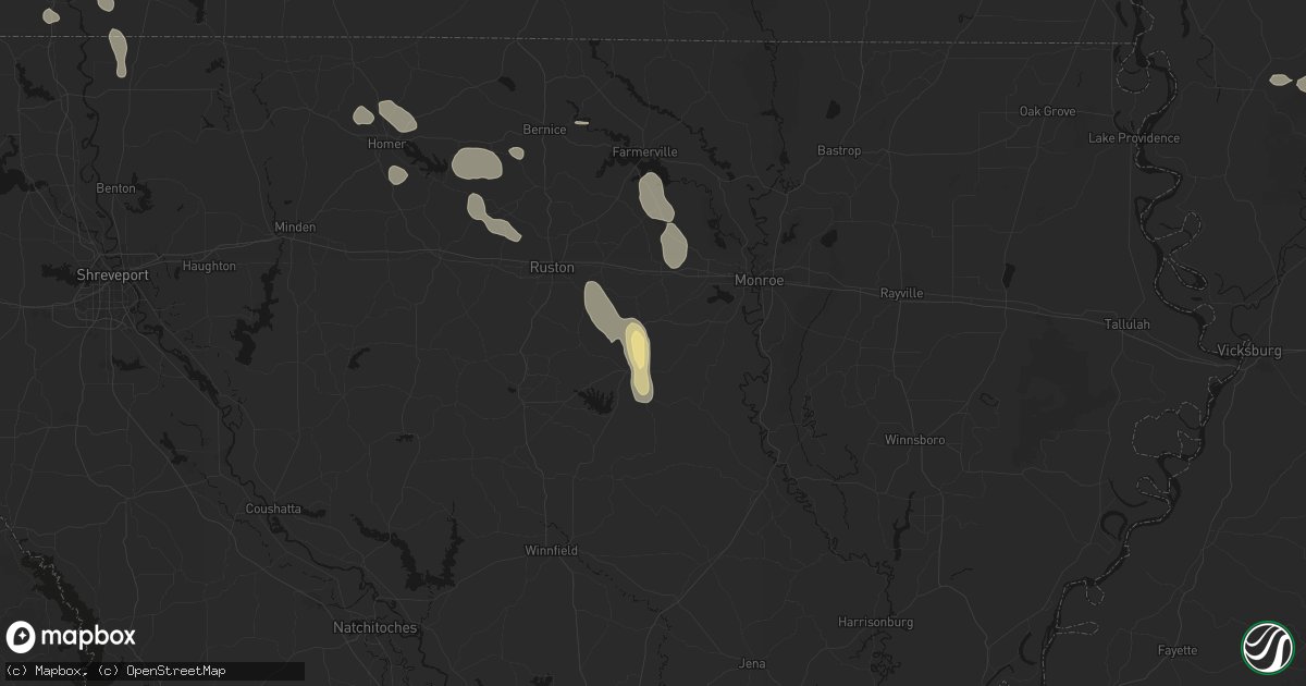Hail map in Eros, LA on June 22, 2026
