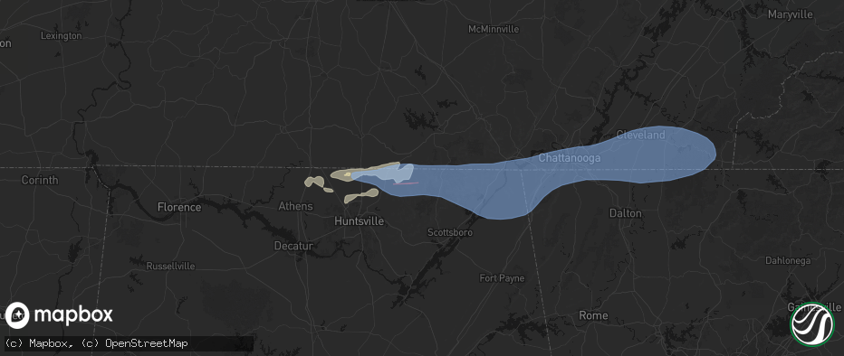 Hail map in Estillfork, AL on June 22, 2026