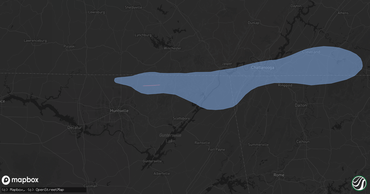 Hail map in Fackler, AL on June 22, 2026