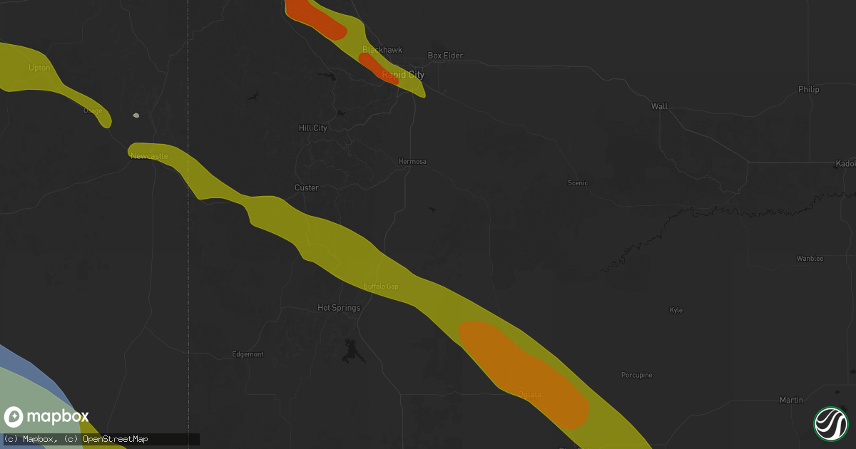 Hail map in Fairburn, SD on June 22, 2026