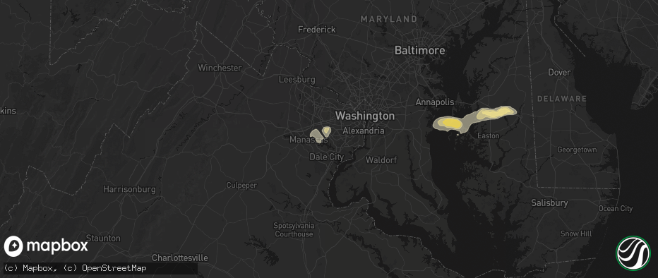 Hail map in Fairfax Station, VA on June 22, 2026