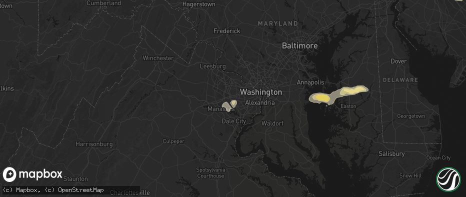 Hail map in Fairfax, VA on June 22, 2026