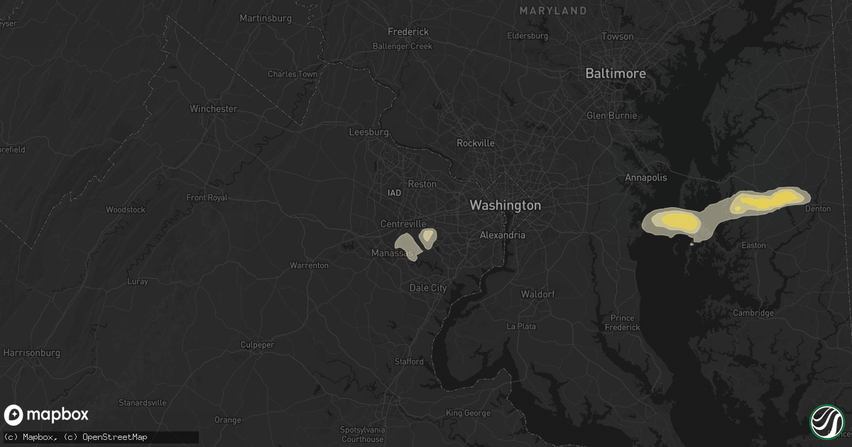 Hail map in Fairfax, VA on June 22, 2026