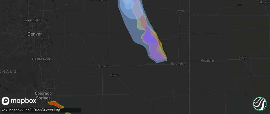 Hail map in Flagler, CO on June 22, 2026