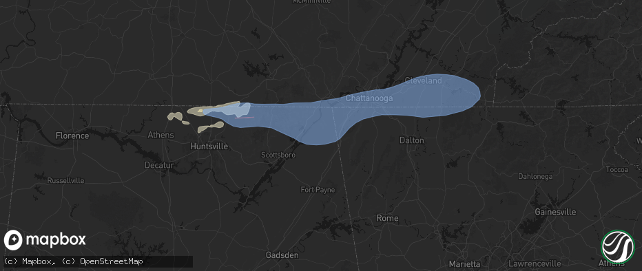Hail map in Flat Rock, AL on June 22, 2026