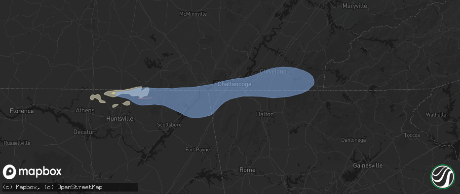 Hail map in Flintstone, GA on June 22, 2026