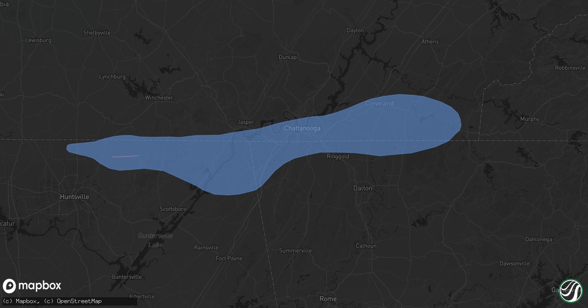 Hail map in Flintstone, GA on June 22, 2026