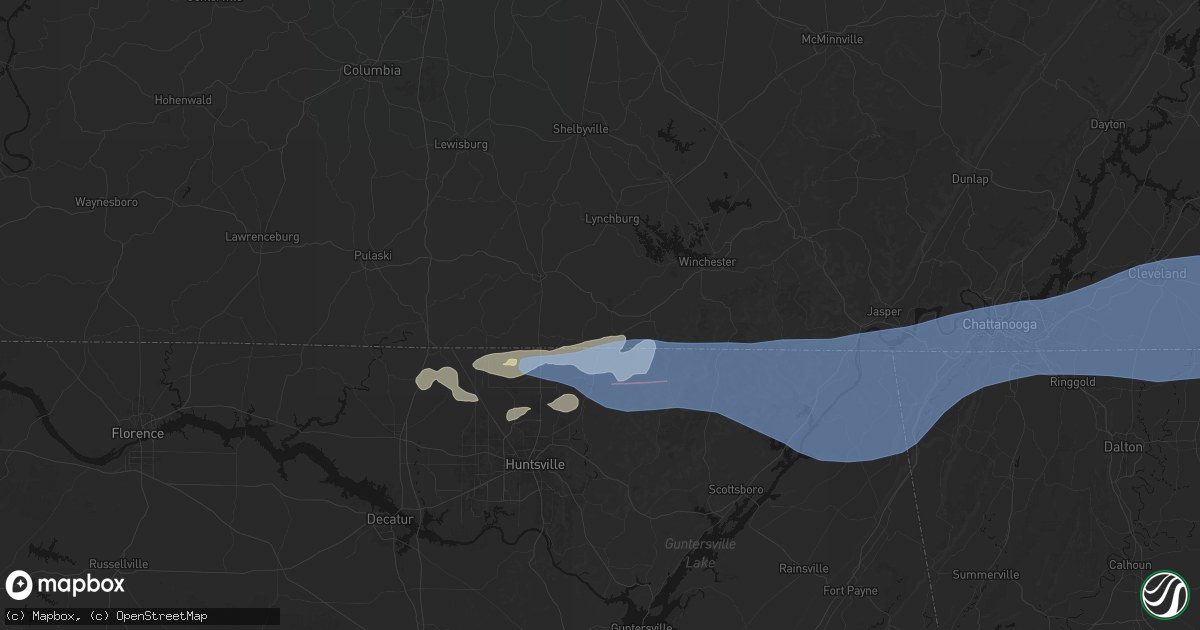 Hail map in Flintville, TN on June 22, 2026