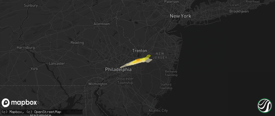 Hail map in Florence, NJ on June 22, 2026