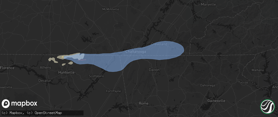 Hail map in Fort Oglethorpe, GA on June 22, 2026