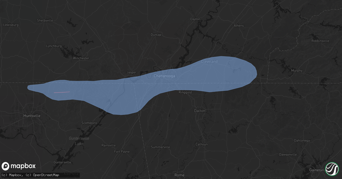Hail map in Fort Oglethorpe, GA on June 22, 2026