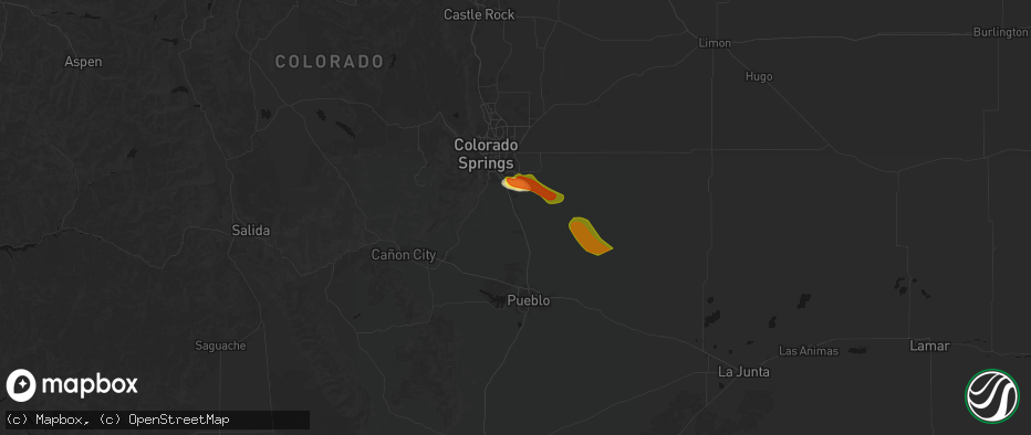Hail map in Fountain, CO on June 22, 2026