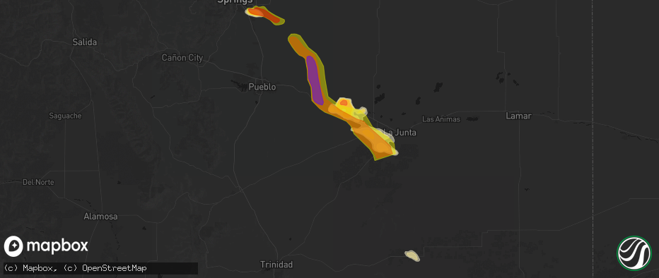 Hail map in Fowler, CO on June 22, 2026