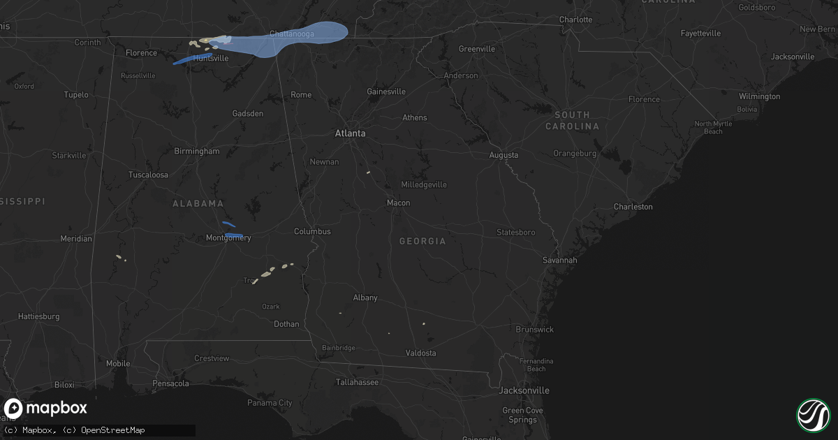 Hail map in Georgia on June 22, 2026