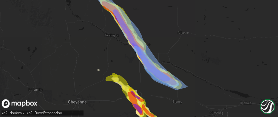 Hail map in Gering, NE on June 22, 2026